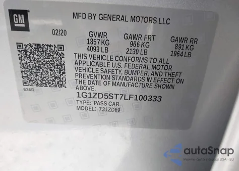 2020 Chevrolet Malibu Fwd Lt from USA, damaged, VIN 1G1ZD5ST7LF100333